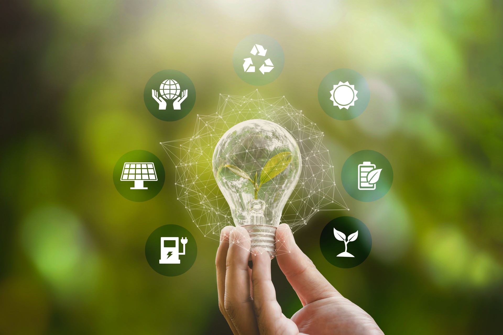 Hand holding and glowing light bulb Hand holding and glowing light bulb